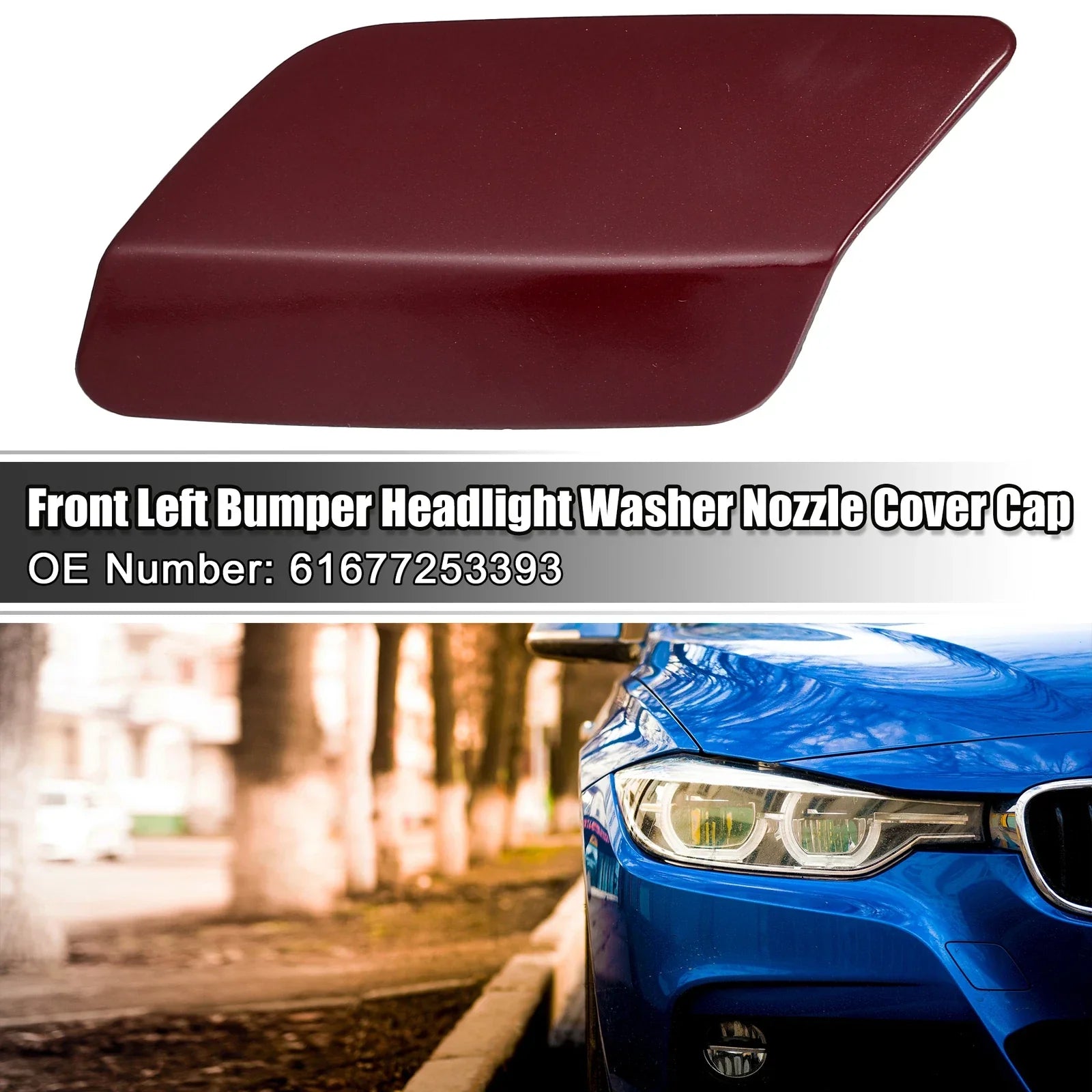 Front Left Bumper Headlight Washer Nozzle Cover Cap for BMW E92 E93 Dark Red
