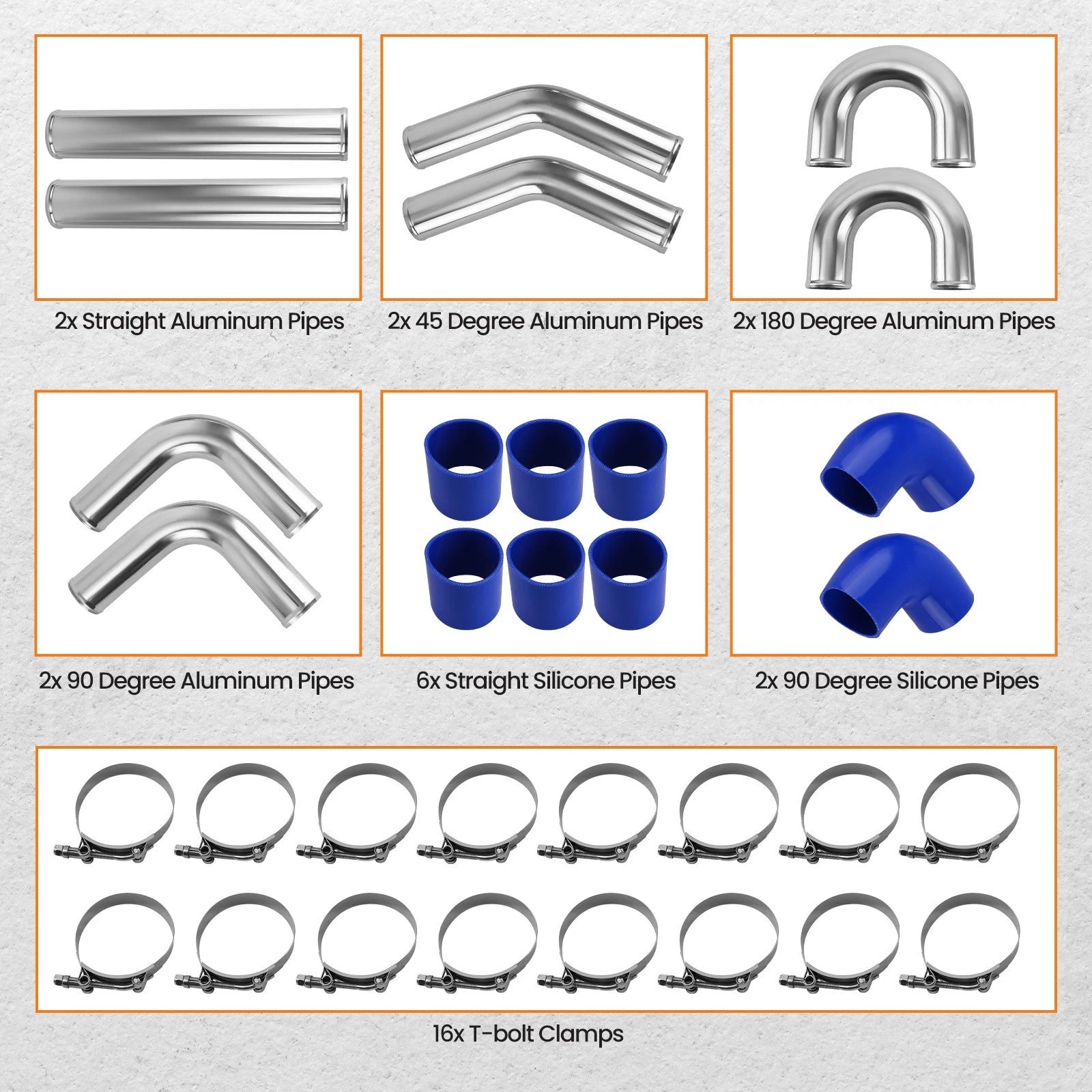 3" Turbo Intercooler Piping Kit with U Pipe & Silicone Hose