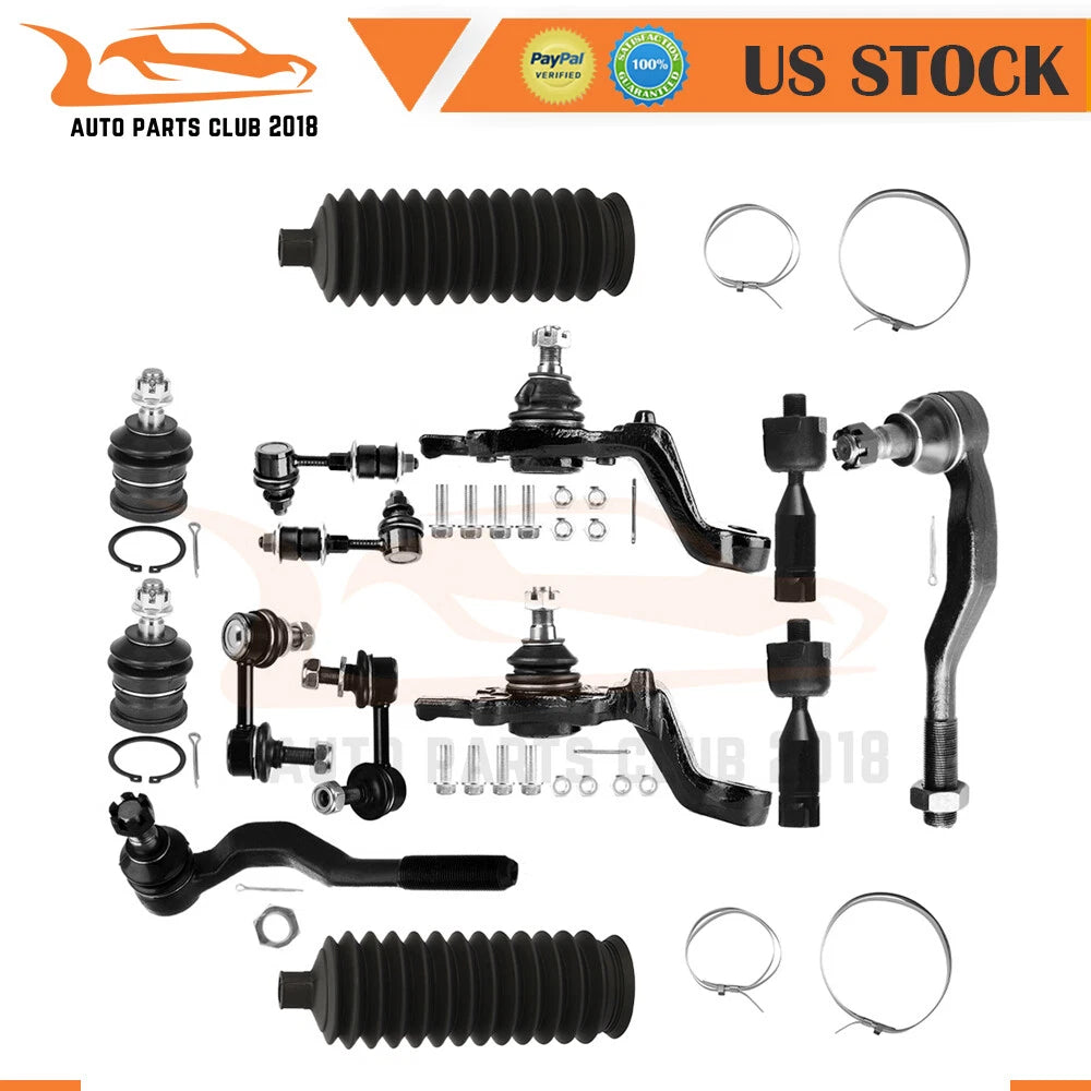 Set of 14 Front Ball Joints and Tie Rods for Toyota Tacoma (2001–2004)