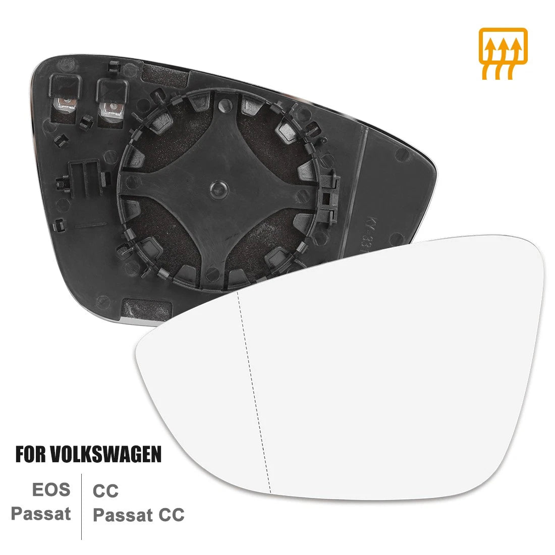 Heated Mirror Glass with Backing Plate Driver Side LH for Volkswagen Eos CC (2007–2016)