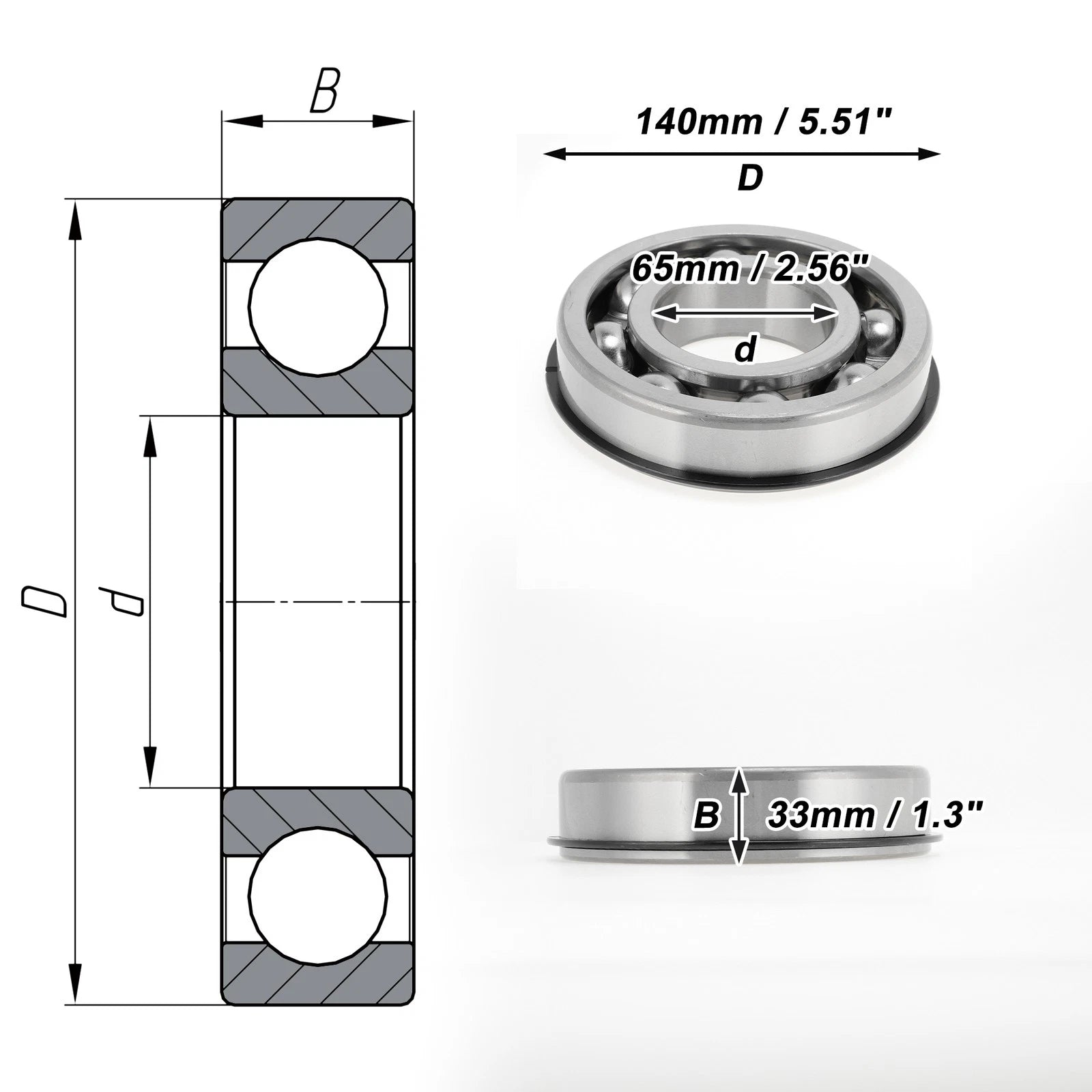 Deep Groove Ball Bearing 6313NR for Scooter Skateboard Wheel (P0)