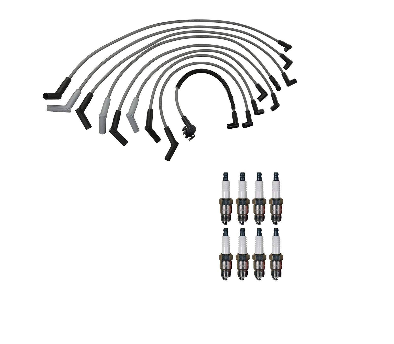 Denso 8mm Wire Set & 8 U-Groove Spark Plugs Kit for Ford 7.5 V8