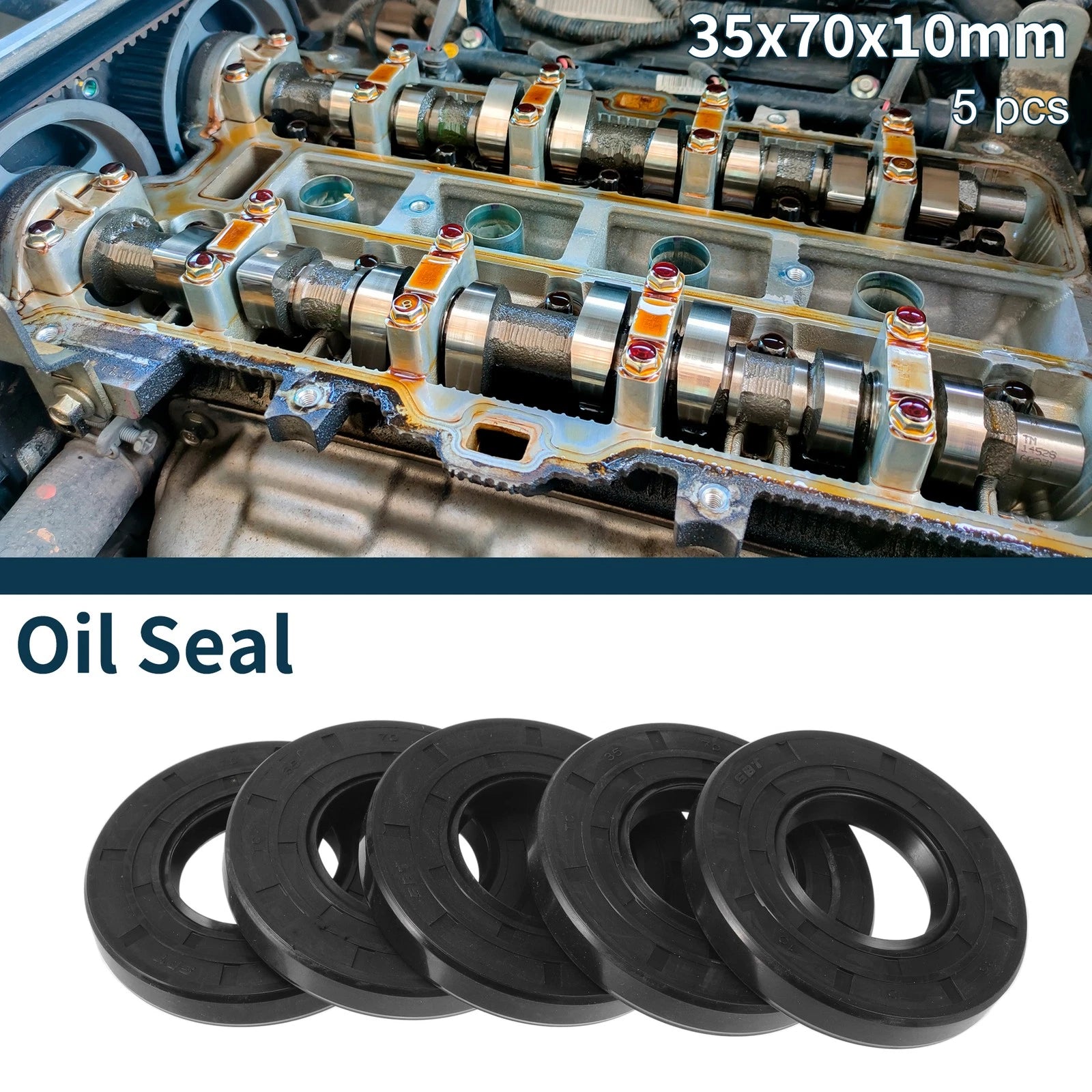 Set of 5 Oil Seal Rotary Shaft Seal NBR Rubber 35x70x10mm