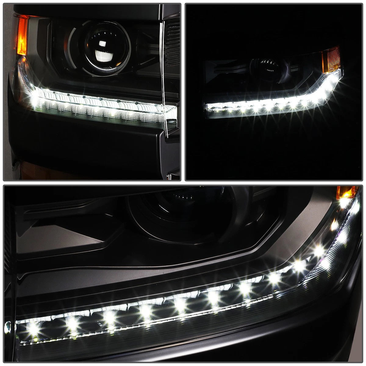 Black Amber Headlights & Fog Lights for Silverado 1500 (2016–2018)