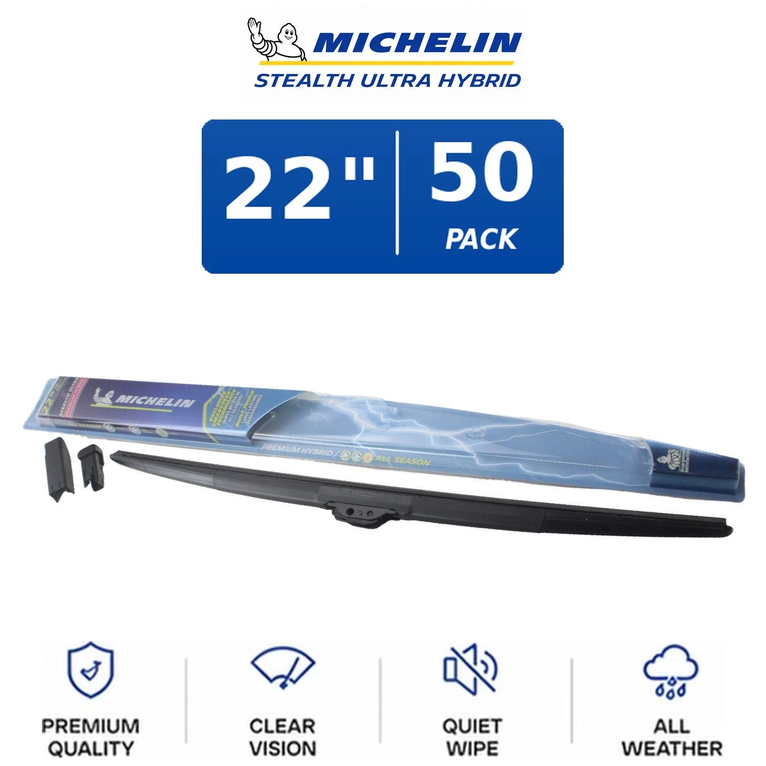Set of 2 Michelin Stealth Ultra Hybrid Wiper Blades 22" for