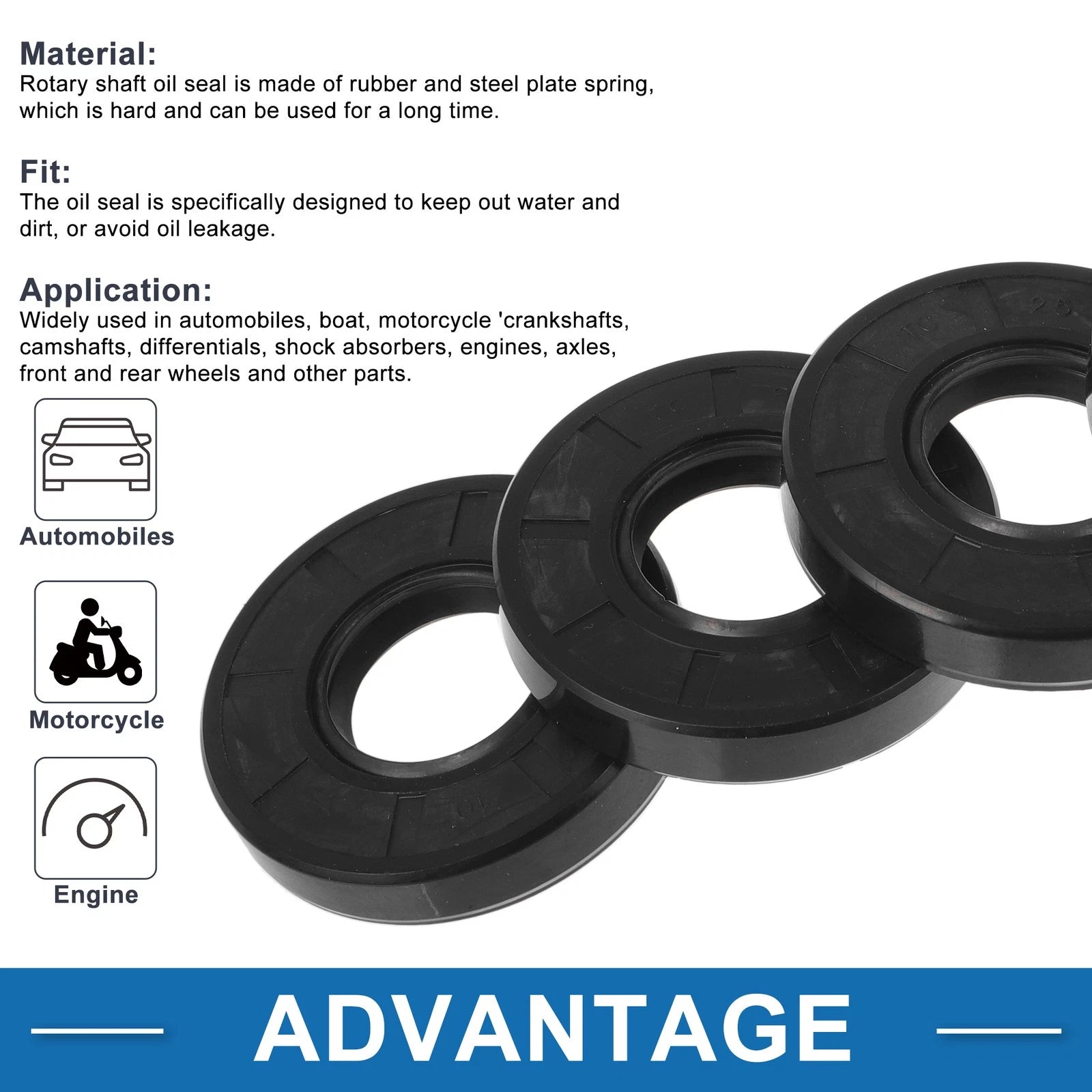 Set of 5 Oil Seal Rotary Shaft Seals for Various Models (25x55x10mm)