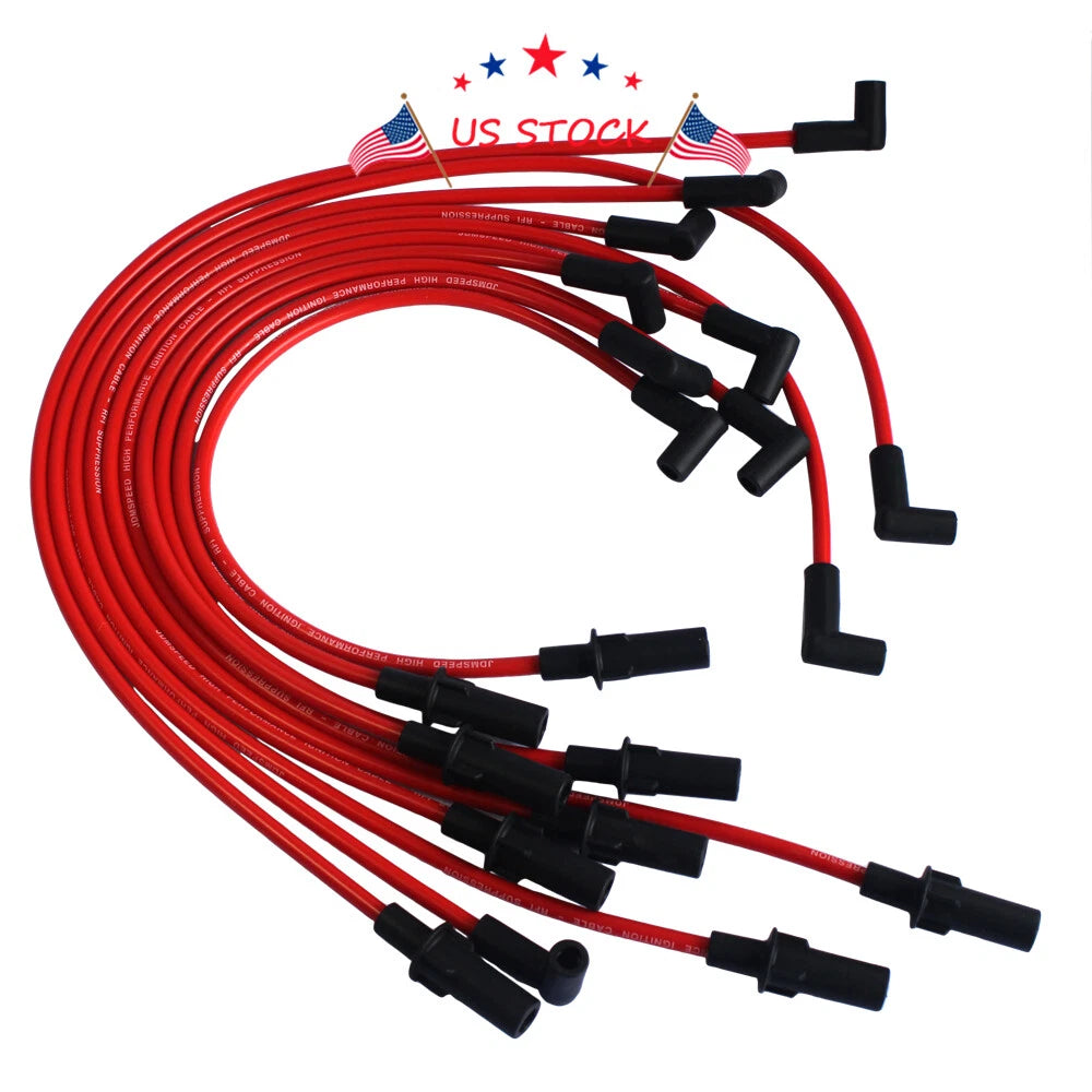 Set of 8 Red Spark Plug Wires for Dodge 1500 2500 3500 (1990–2003)