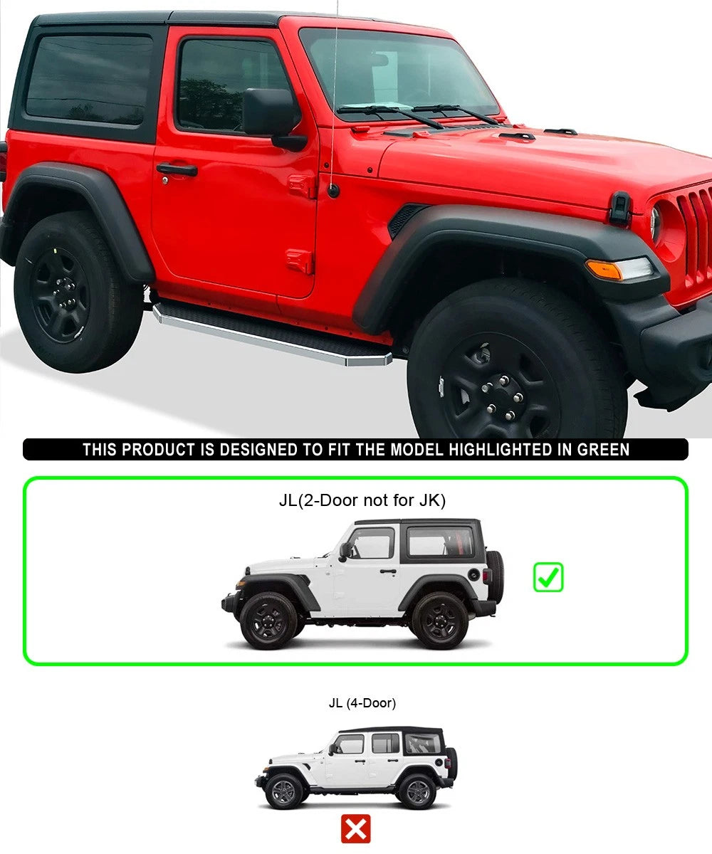 Set of 2 Polished 6" Side Step Nerf Bars for Jeep Wrangler JL (2018–2026)