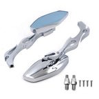 Chrome Diamond Flame Fire Stem Mirrors for Honda Kawasaki Suzuki Cruiser (All)