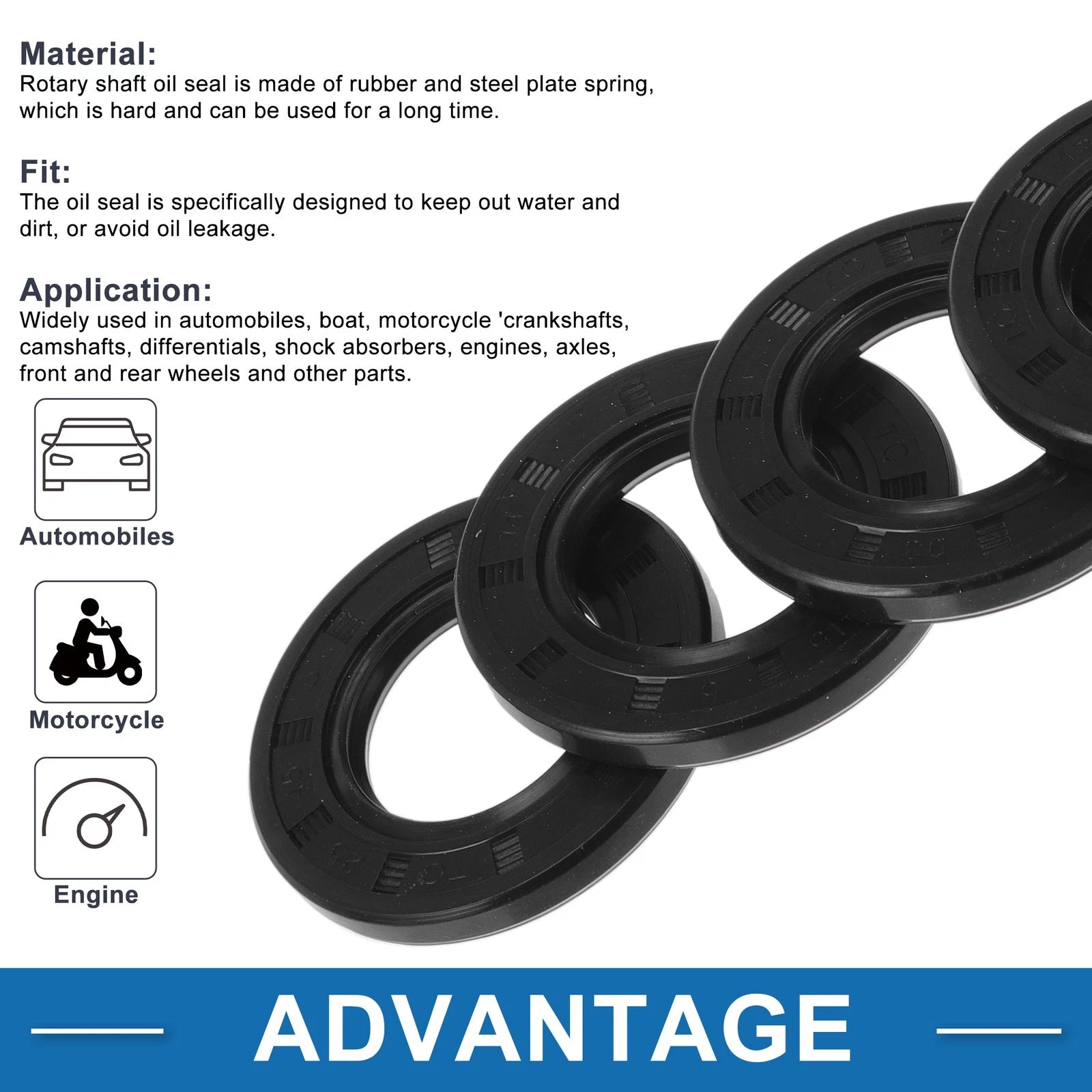 Set of 5 Oil Seal Rotary Shaft Seal for Various Models (25x45x5mm)