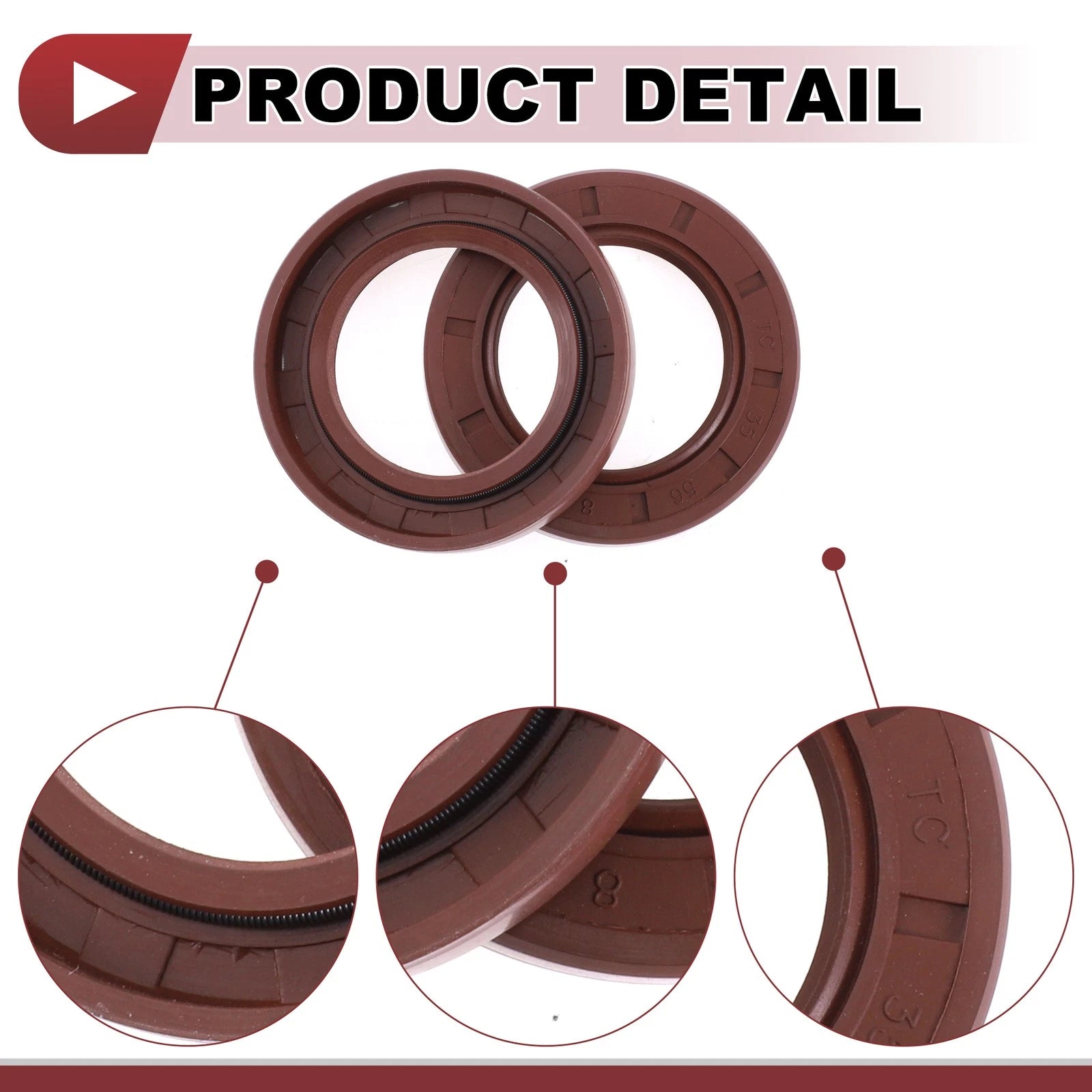 2X Oil Seal Rotary Shaft Seal FKM Rubber 35x56x8mm for Various Models 