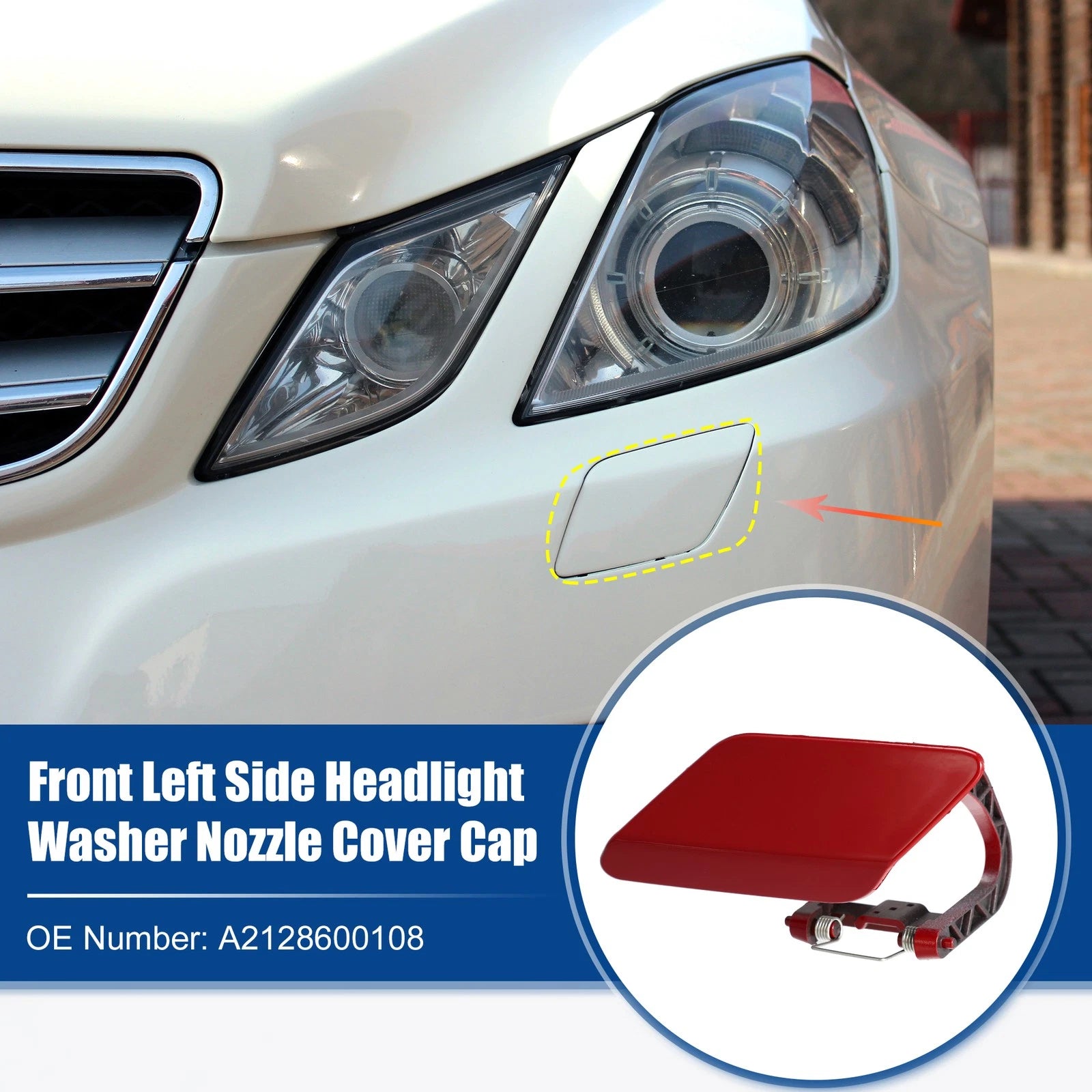 Left Front Washer Nozzle Cover for Mercedes Benz E Class (2010–2016) No.A2128600108 Red