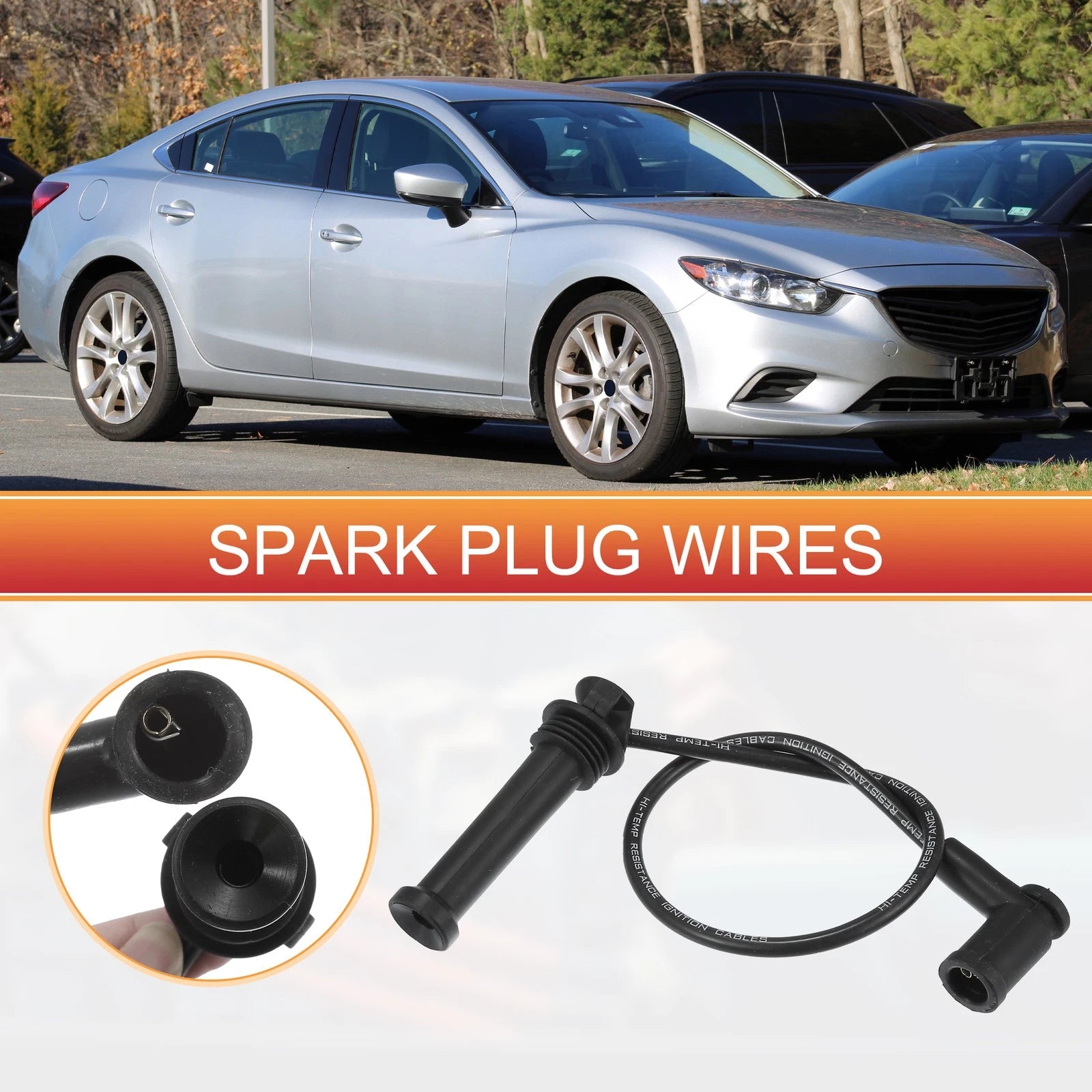 Set of 4 Spark Plug Wire Ignition Coil Cables No.L81318140B for Mazda 6 (2003–2005)