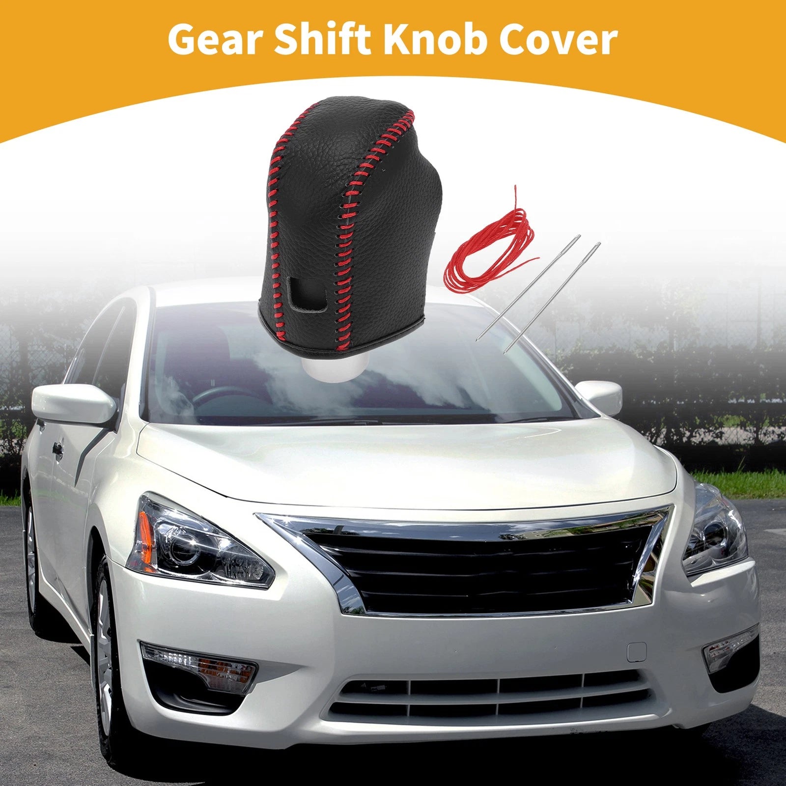1 Pc Gear Shift Knob Cover for Nissan Altima (2019–2024) Pebbled Black Red