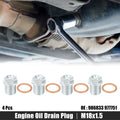 Set of 4 M18x1.5 Engine Oil Drain Plug Screws with Seal Ring for Volvo