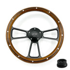 Steering Wheel Cover Replacement 14 Inch Black Wood Trim for Universal (—)