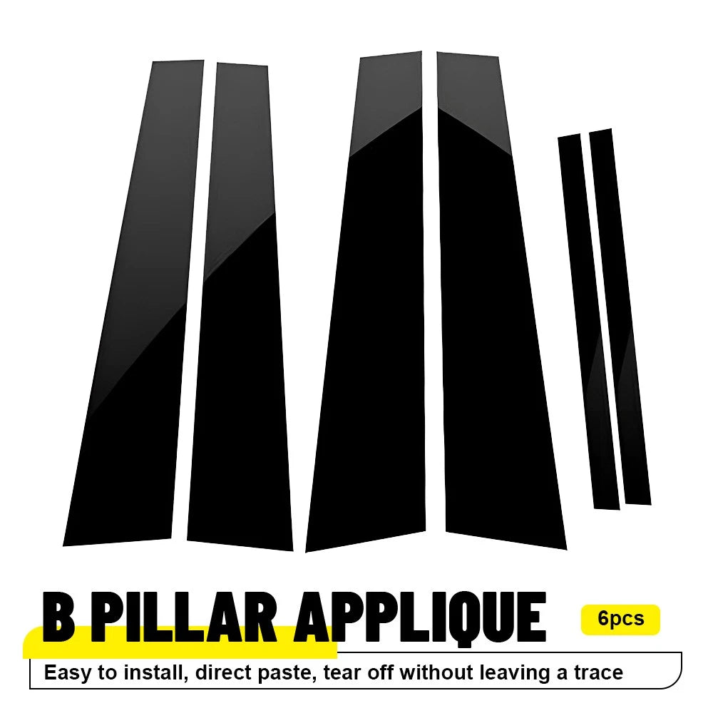 6X Glossy Black Pillar Post Trim Door Cover for Honda Accord (2008–2012)