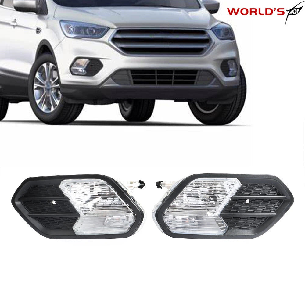 Set of 2 Fog Lights for Ford Escape (2017–2019) Bumper Black Cover