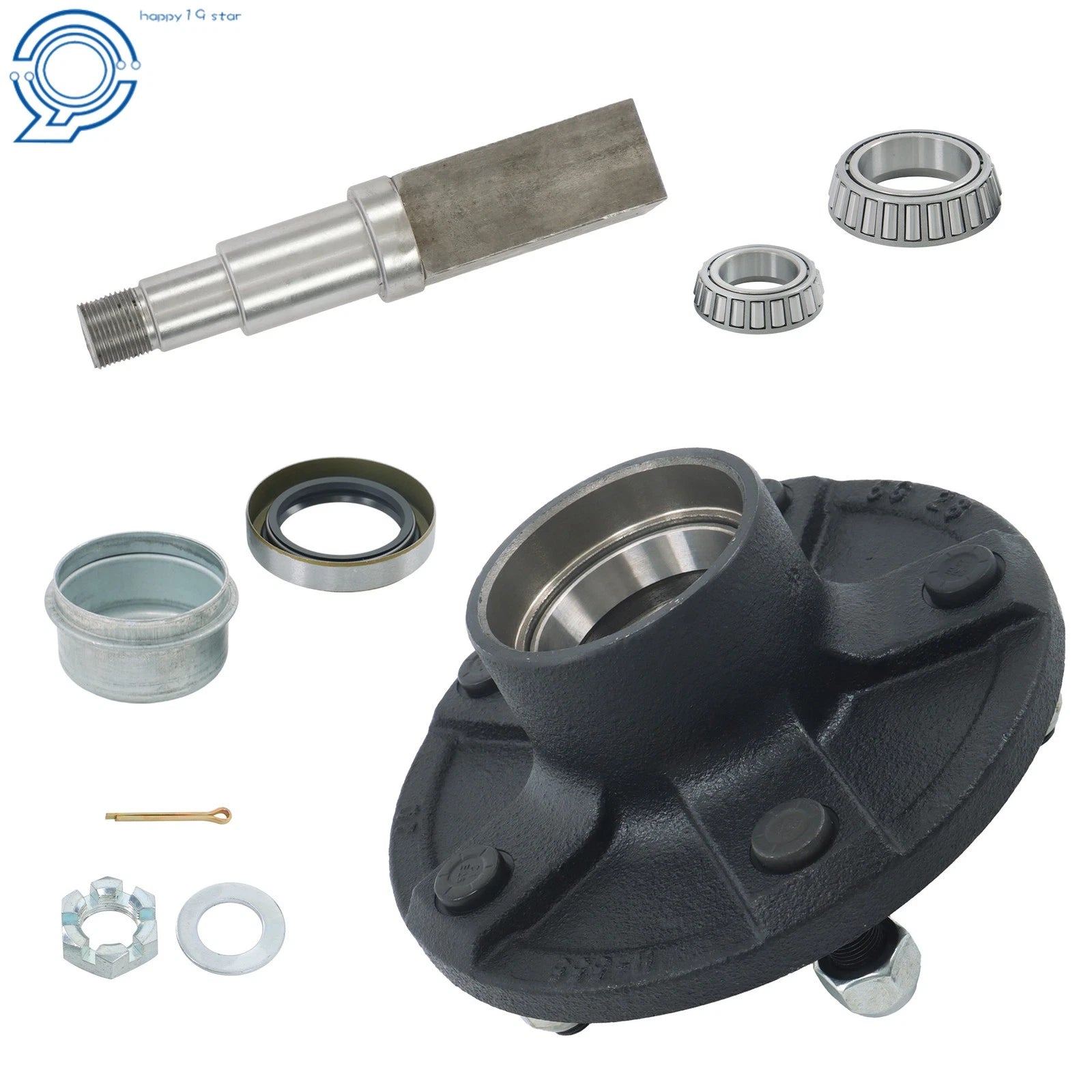 Trailer Hub Kit with Spindle and Bearing for Trailers (Fits Various Models)