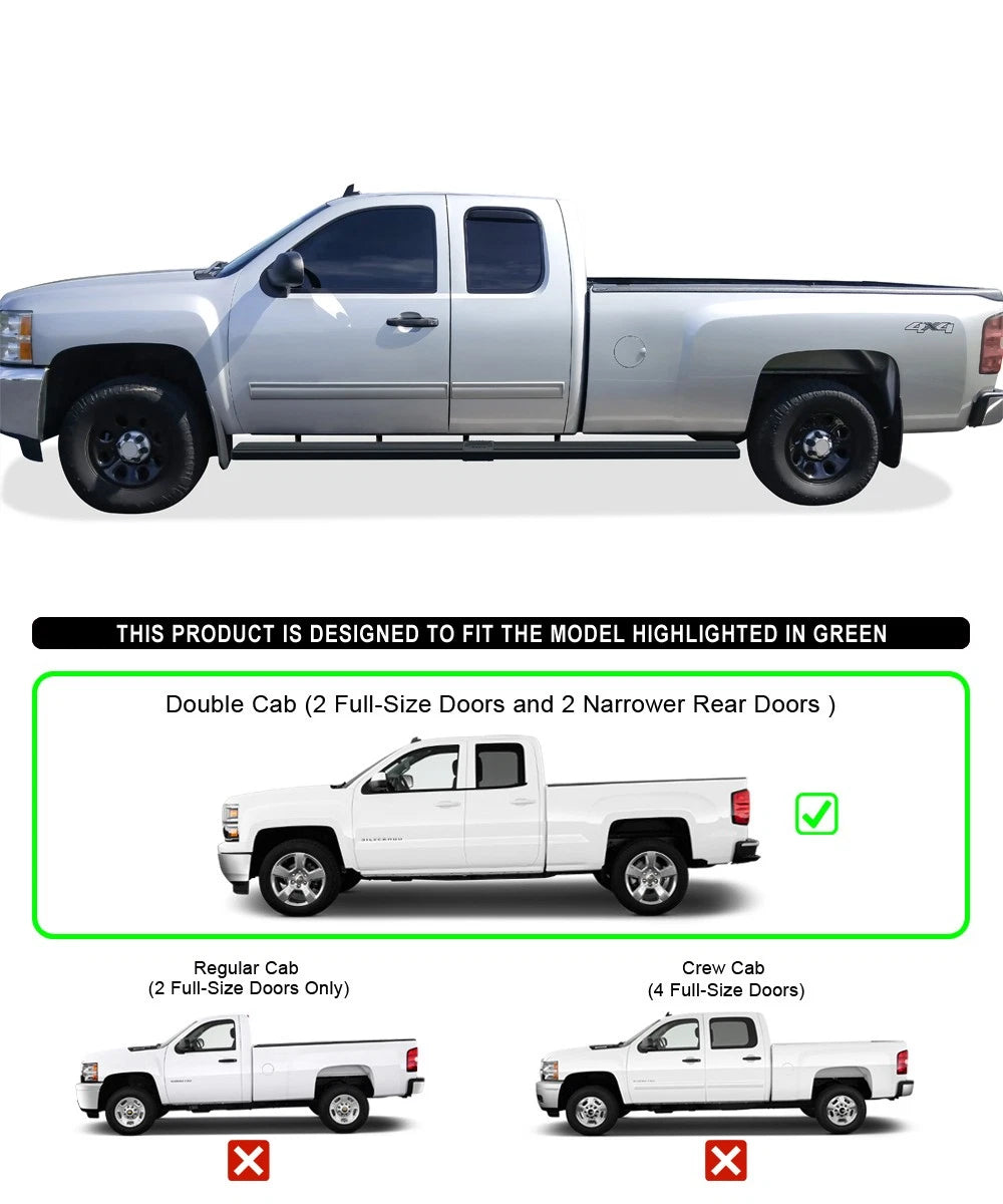 Set of 2 Wheel to Wheel Side Steps for Silverado Sierra (2007-2018)