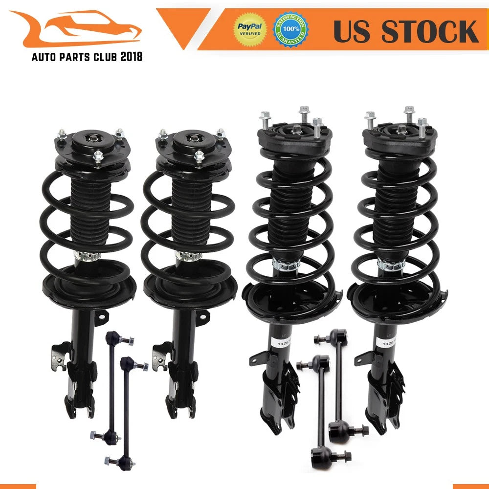 Front Rear Struts Sway Bars w/Coil Springs for Toyota Highlander (2008–2011)