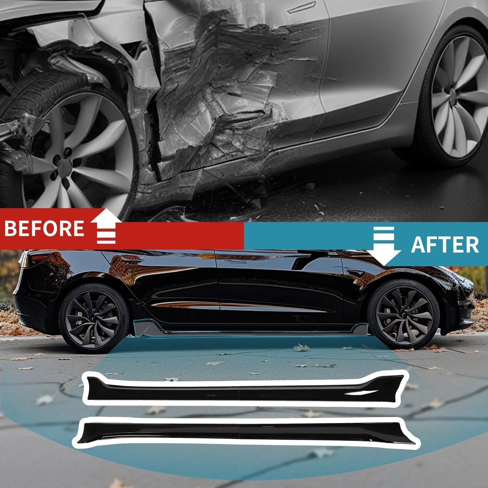 Side Skirts Extension for Tesla Model 3 (2017-2023) Glossy Black