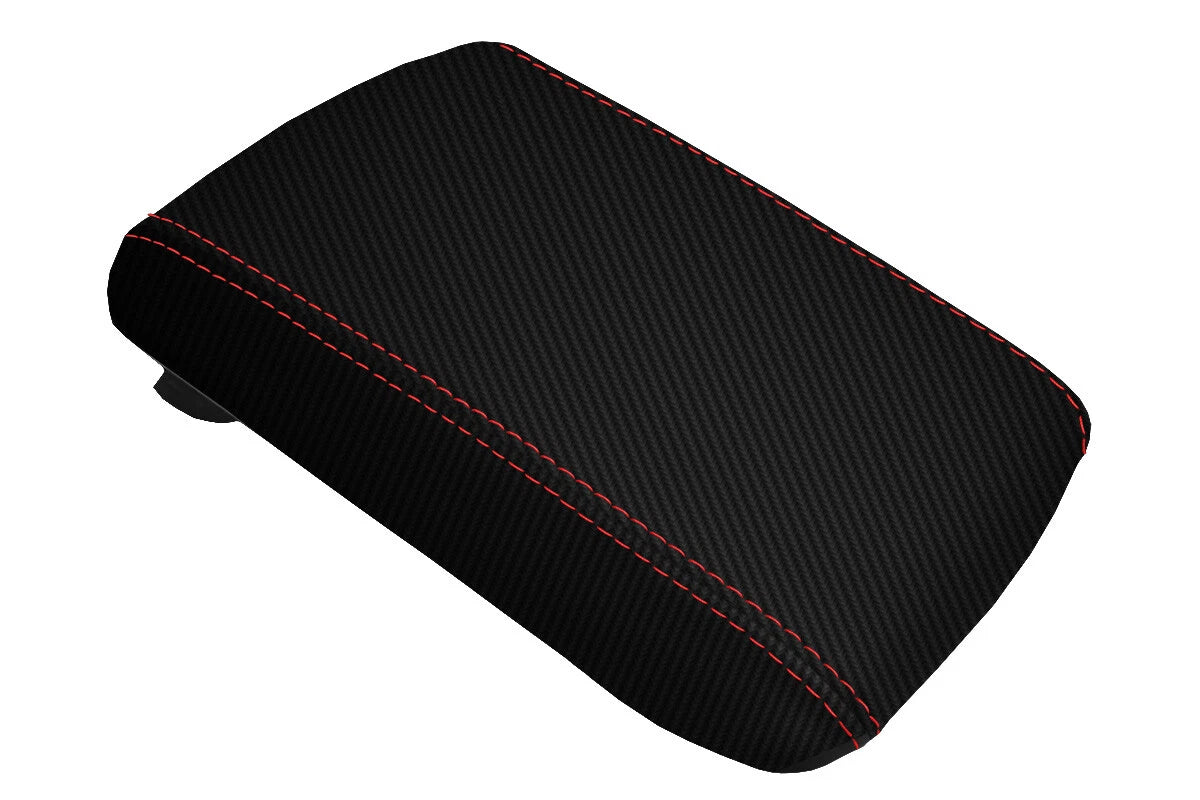 Carbon Fiber Console Lid Cover for Mitsubishi Eclipse (1995–1999) Red Stitch