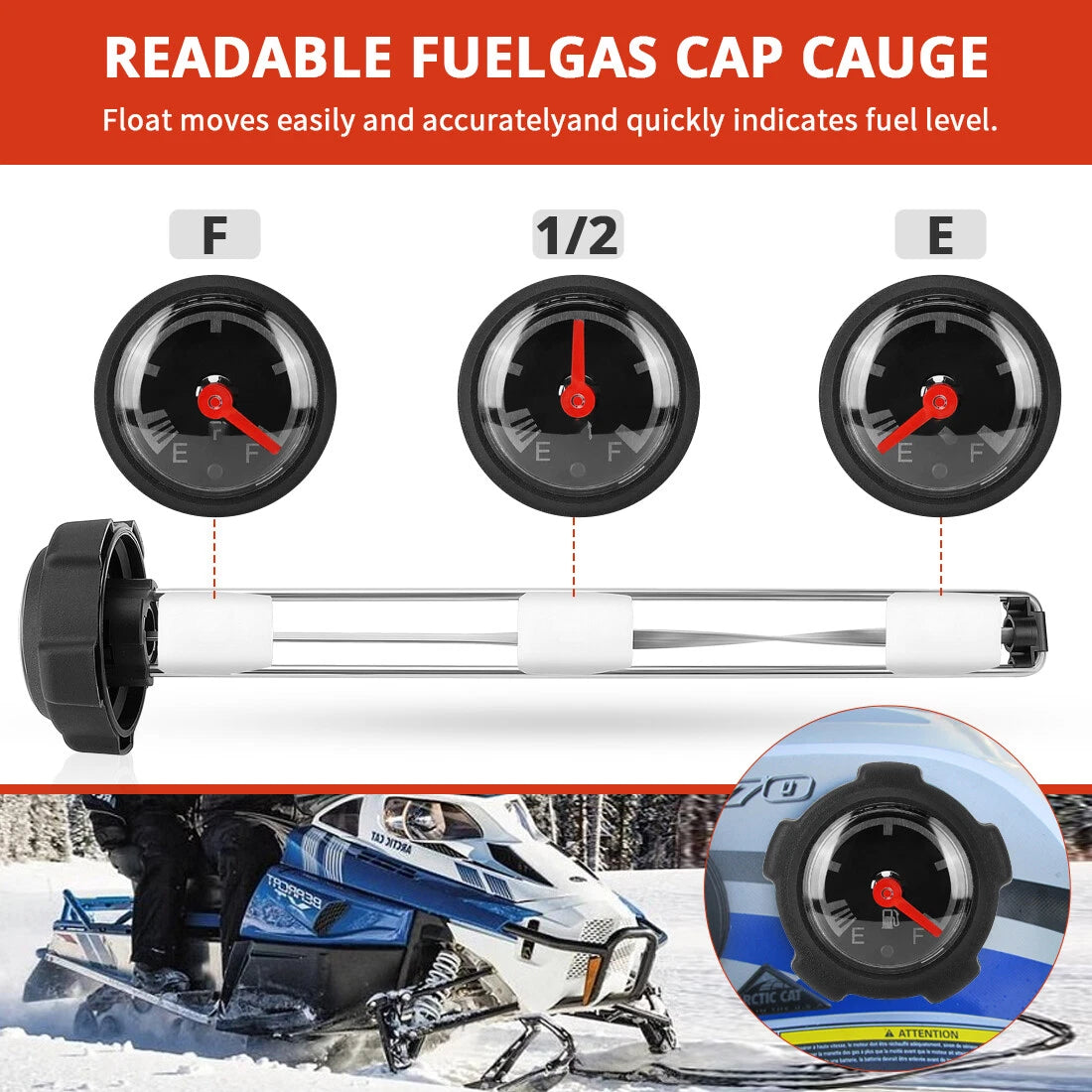 Gas Cap with Gauge for Arctic Cat ZL 500 (1996–1999)