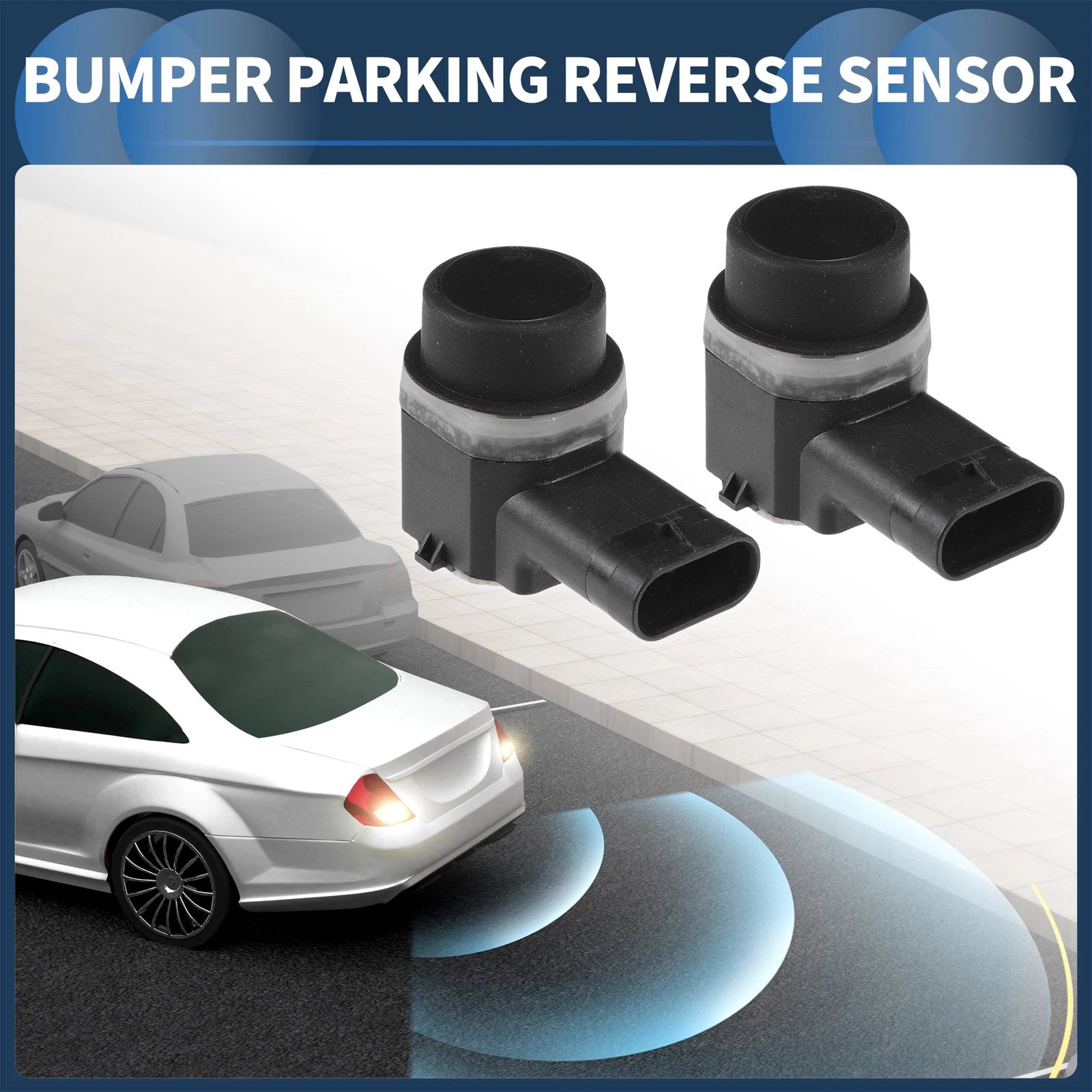 2X Bumper Parking Reverse Sensor No. 1T0919297A for Audi A6 (2012–2014) Black