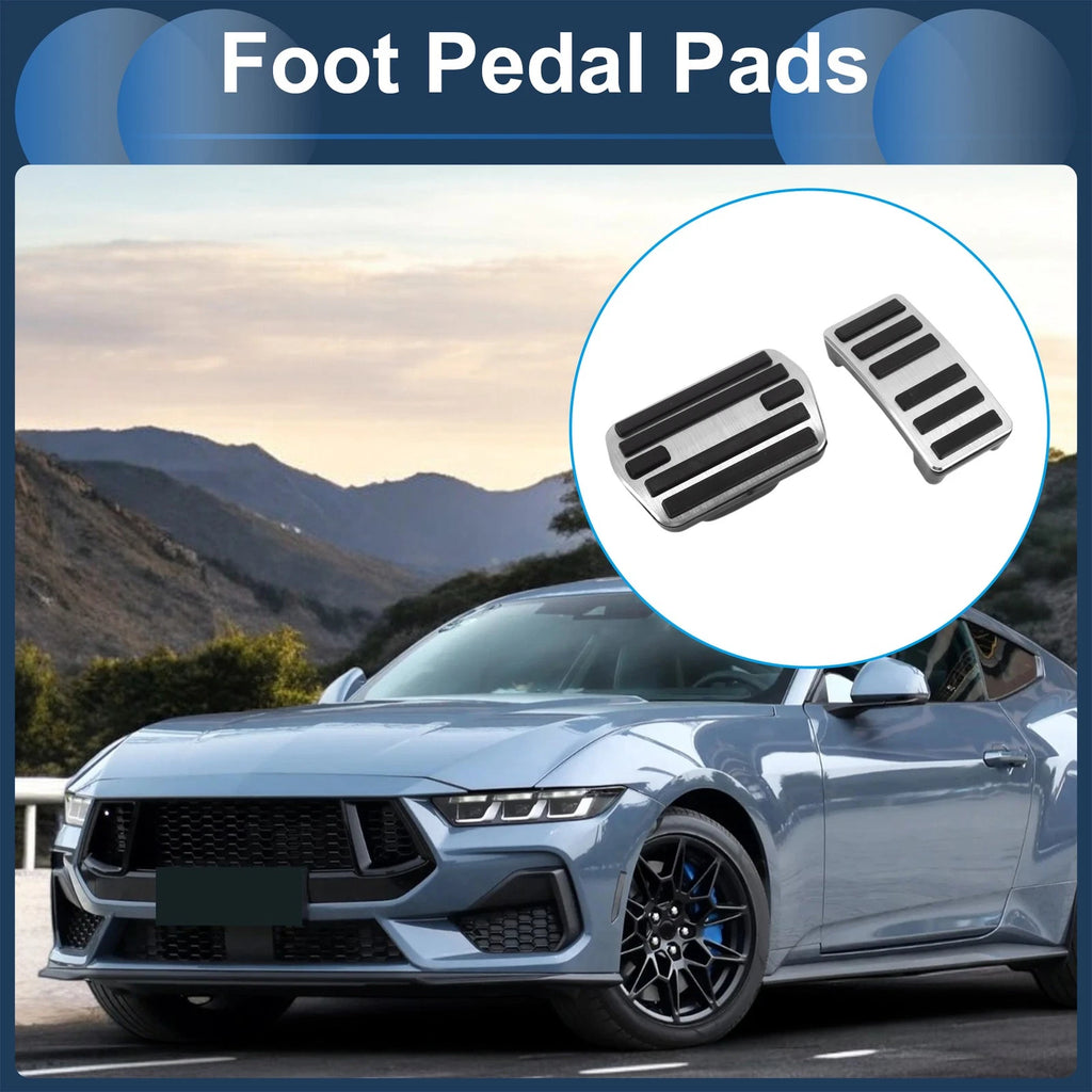 2X Foot Accelerator Pedal Covers for Ford Mustang Mach-E (2021–2023) Silver Tone
