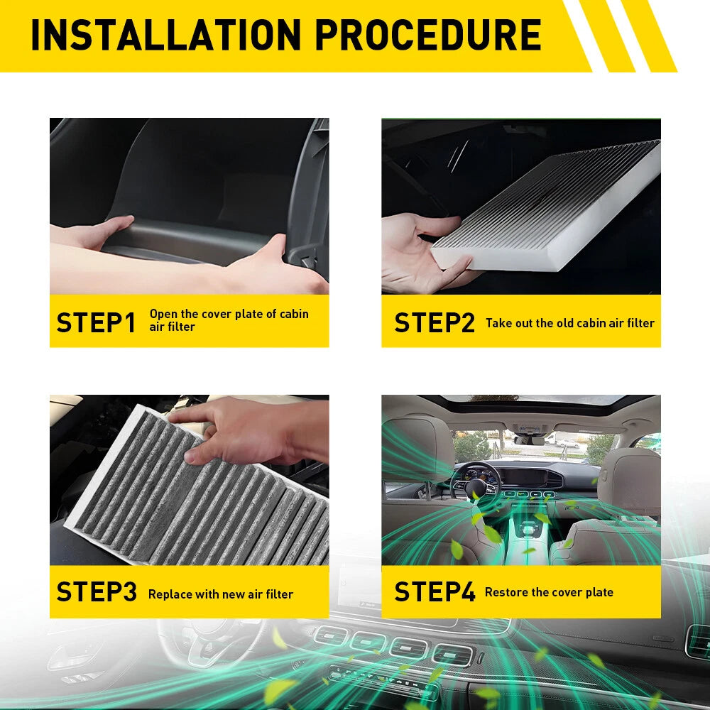 2X Activated Carbon Cabin Air Filter for Mercedes-Benz GL350 GL450 (2010–2019)