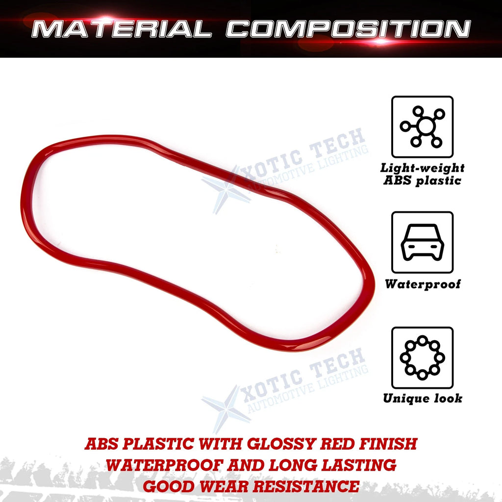 Glossy Red Dashboard Instrument Display Cover Trim for Dodge Challenger (2015-2026)