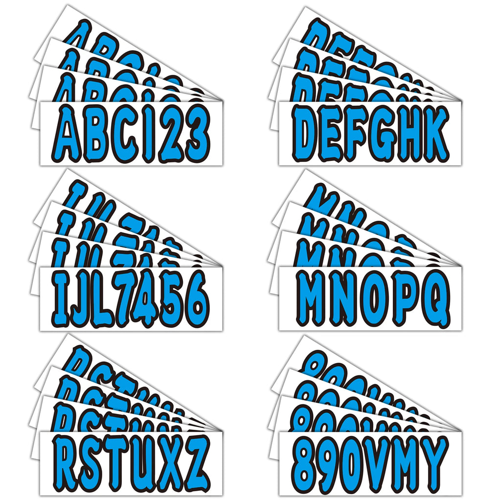 Set of 4 Marine Alpha-Numeric Registration Number Letter Sticker Decals Blue