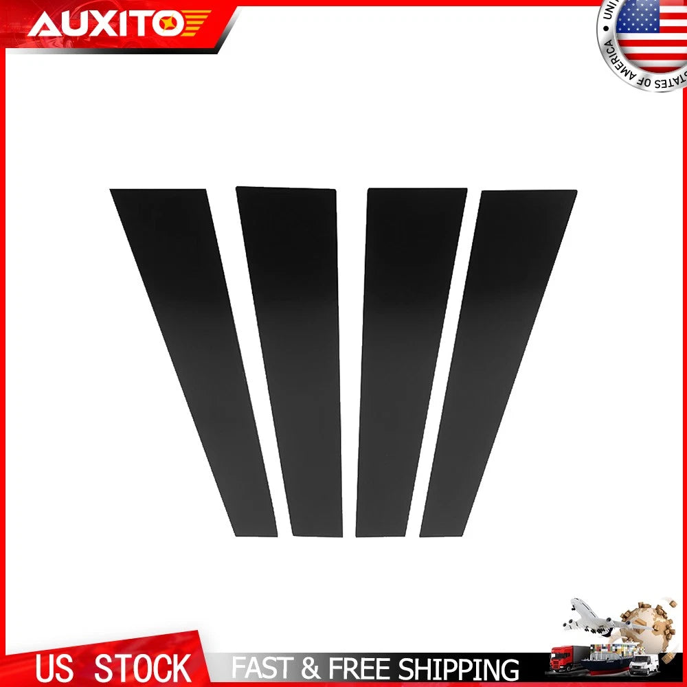 Set of 4 Gloss Black B-Pillar Cover Trim for Dodge Ram 1500 (2019–2025)