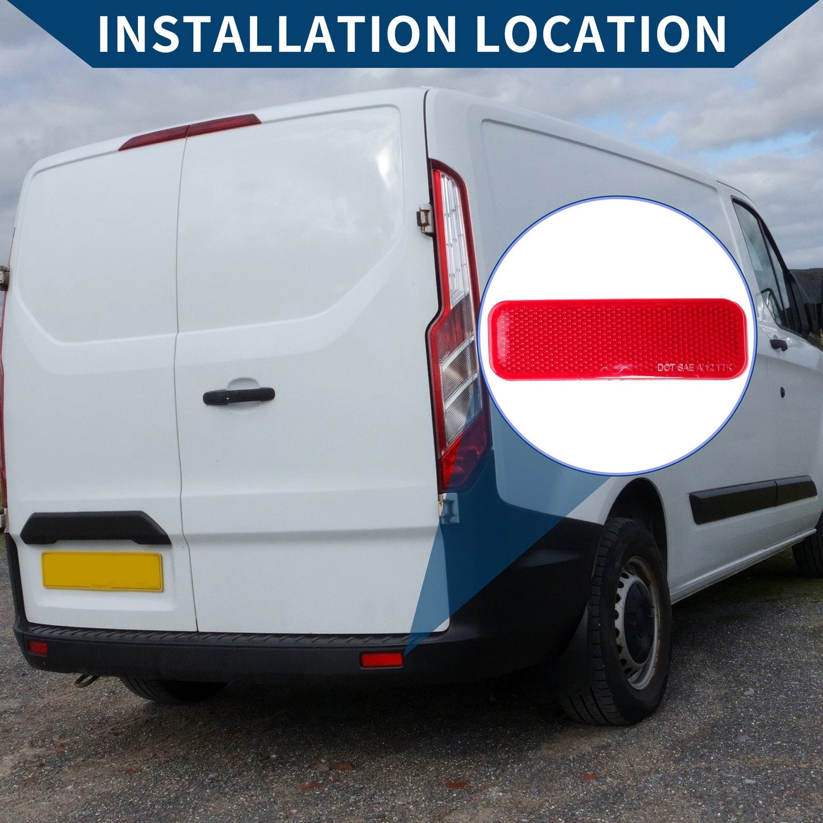 Rear Right Bumper Reflector No.BK2Z13A565B for Ford Transit (2015–2022) Red