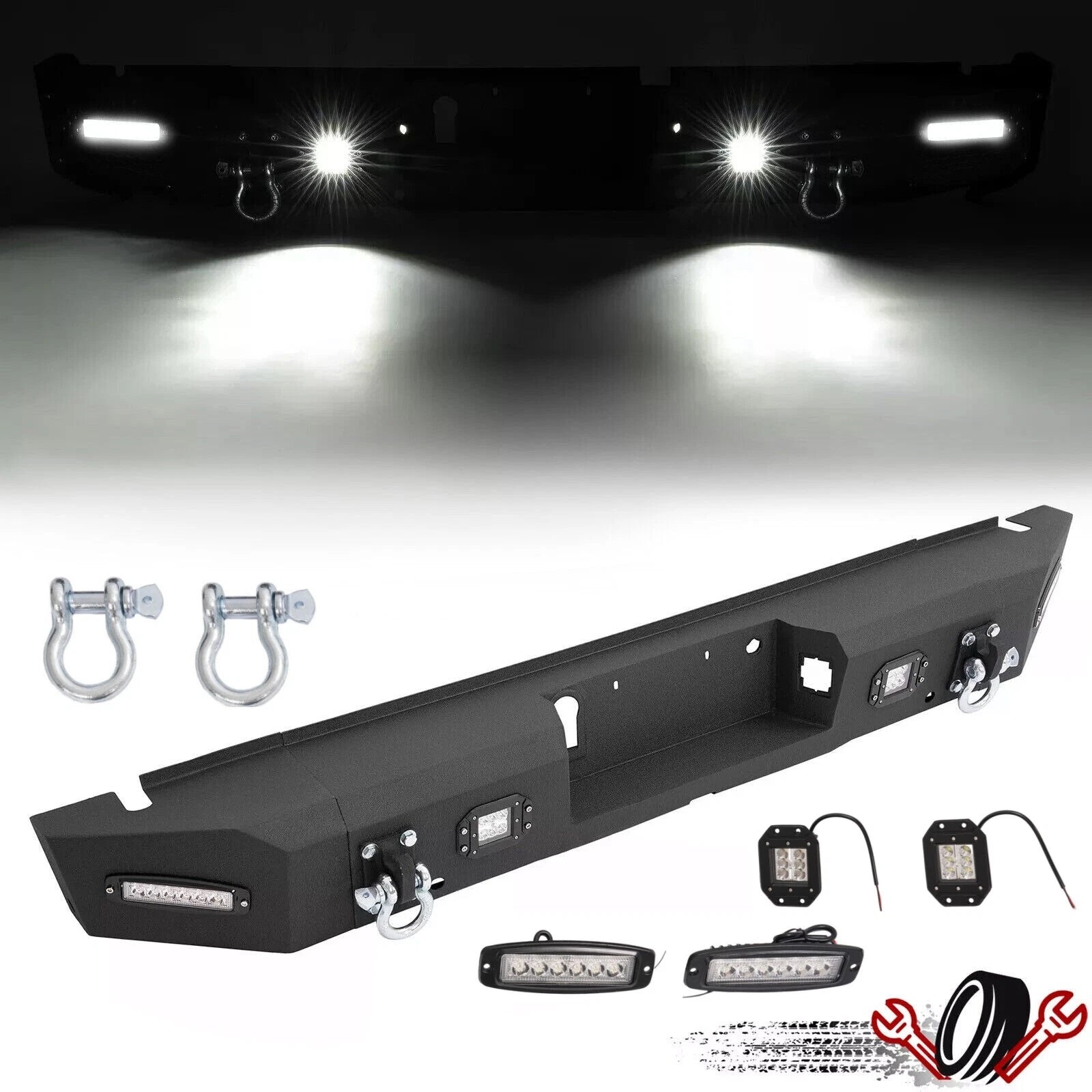 Heavy Duty Steel Rear Step Bumper with LED for Ford F150 (2015–2020)
