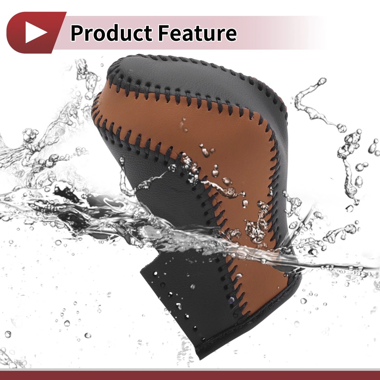 Gear Shift Knob Cover for Nissan Maxima (2016–2023) Black Brown Faux Leather