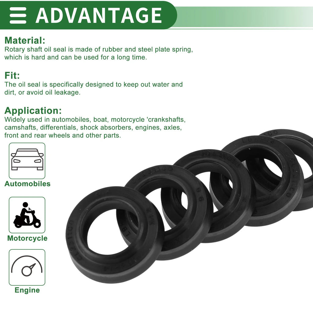 Set of 5 Oil Seal Ring NBR Rubber 14x22x4.5mm for Rotary Shaft