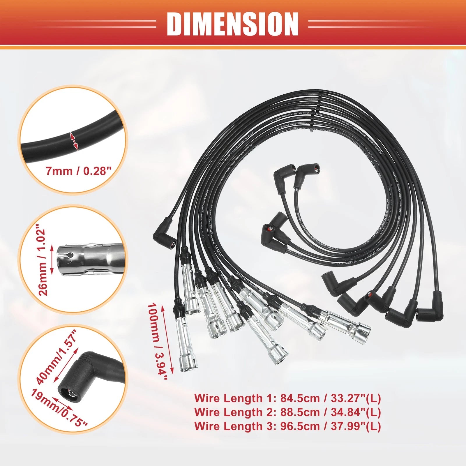 9 Pcs Spark Plug Wire Ignition Coil Cable No. 1161501219 for Mercedes-Benz 380 (1982–1985)