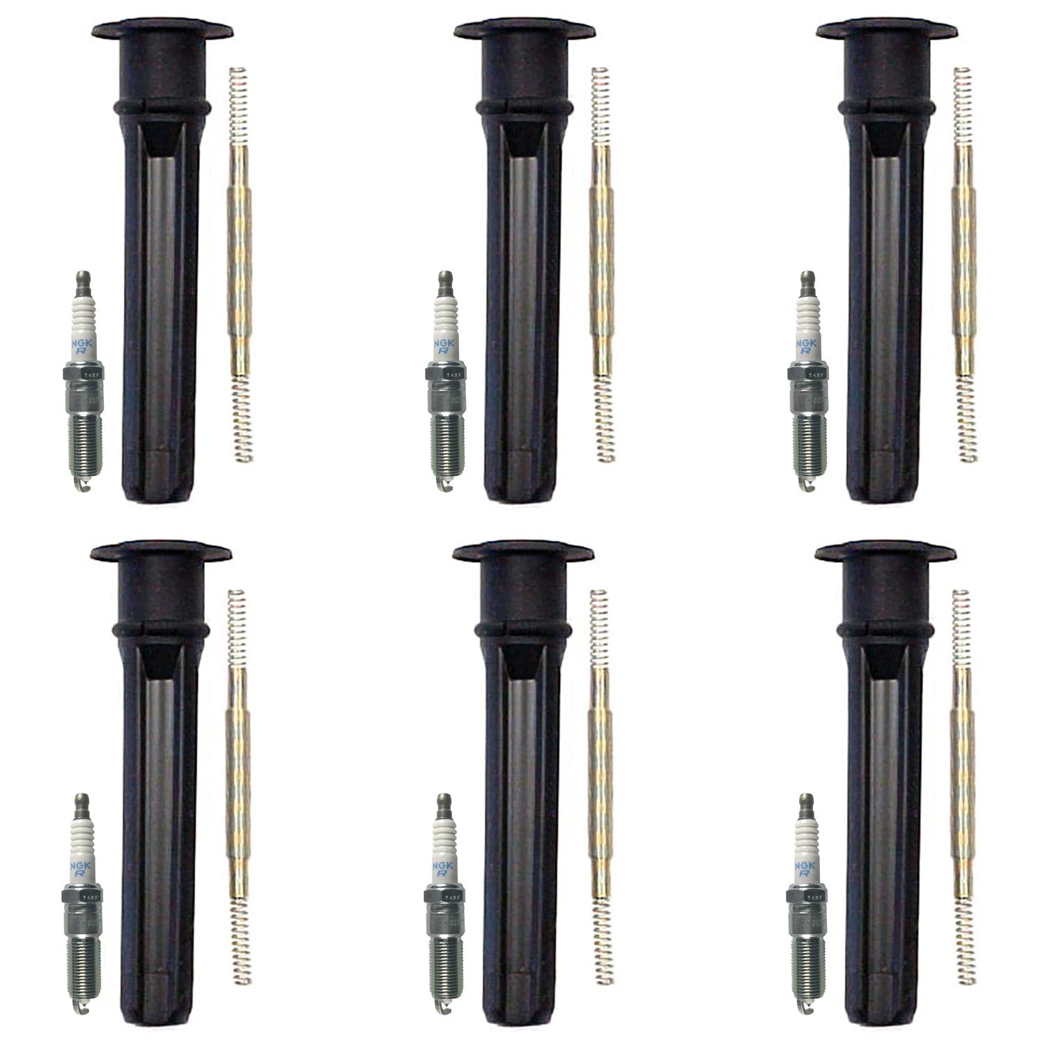 NGK 6 Laser Platinum Spark Plugs & Denso Coil Boots Kit for Intrepid Stratus (1998–2004)