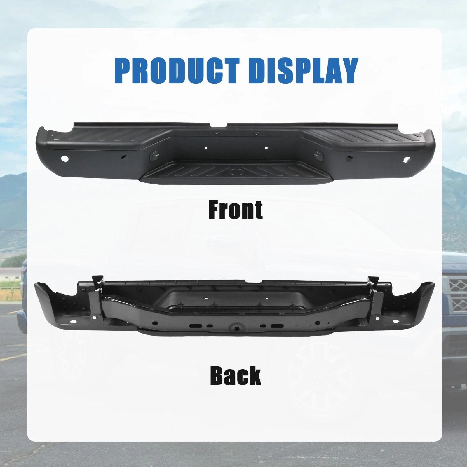 Rear Step Bumper Assembly for Nissan Frontier (2005-2021) Steel with Sensor Holes