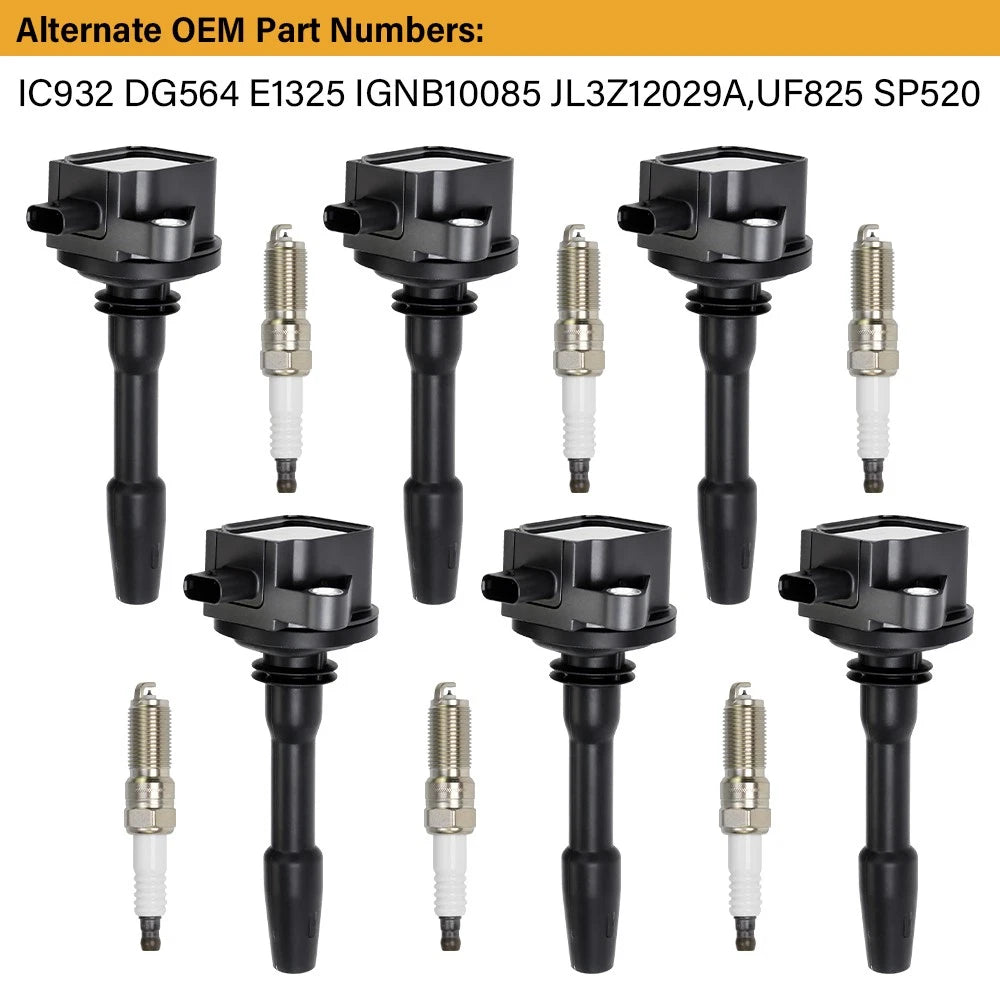 6X Ignition Coil & Iridium Spark Plug for Ford F150 (2018–2021) UF825