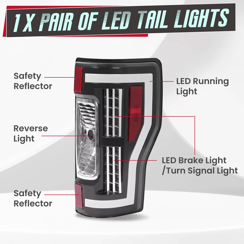 HECASA LED Tail Lights for Ford F250 F350 F450 Super Duty (2017–2019)