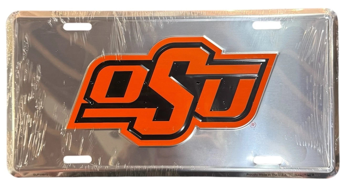 Chrome License Plate for Oklahoma State Cowboys (University)