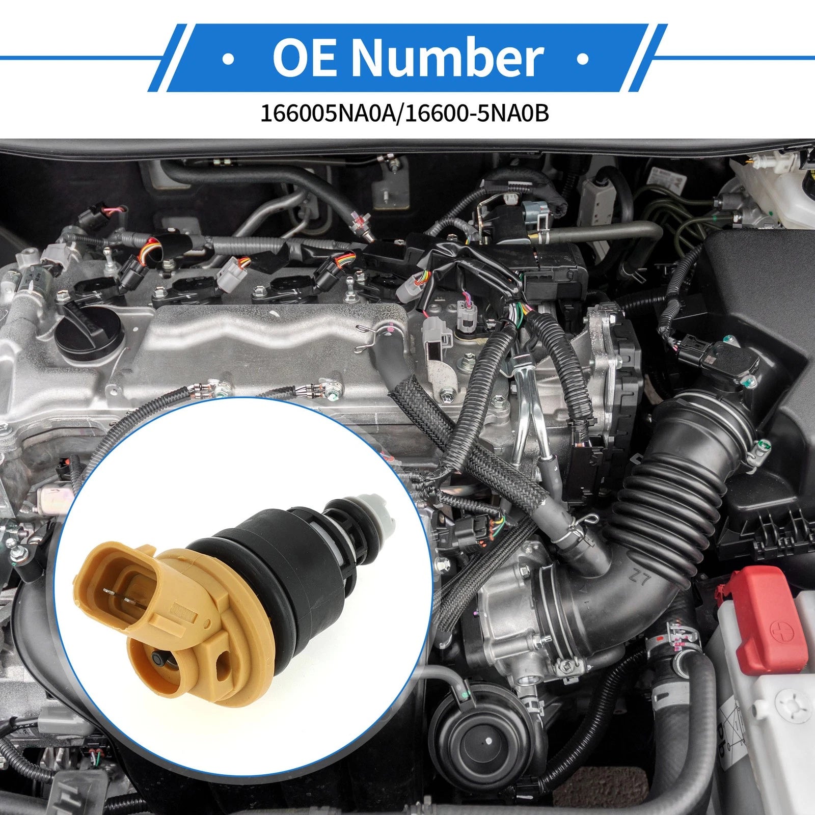 Fuel Injector No. 166005NA0A for Nissan Rogue Hybrid (2017–2019) 1 Pc Black Yellow