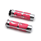 Pink Chrome Flame Hand Grips for Yamaha V Star 1100 (2000–2009)