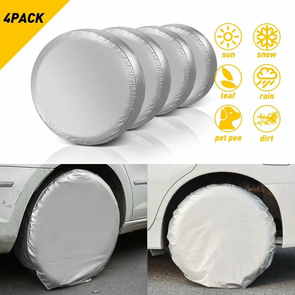 12"-15" Silver Spare Wheel Tire Cover for Universal Cars (Fits 27"-29")