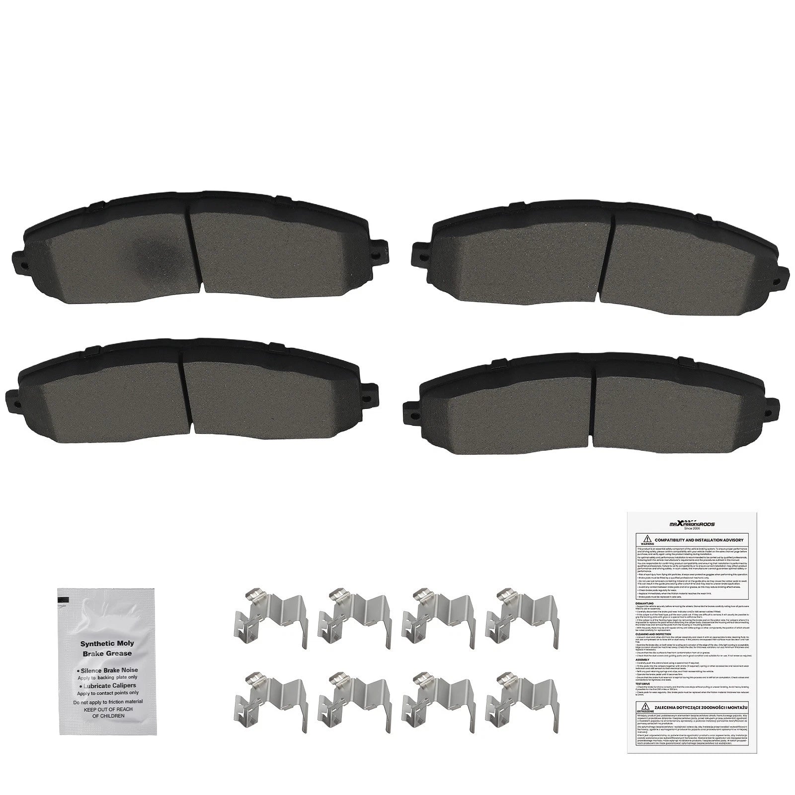 Rear Ceramic Brake Pads Kit for Ford F-250 F-350 F-450 Super Duty (2013–2016)