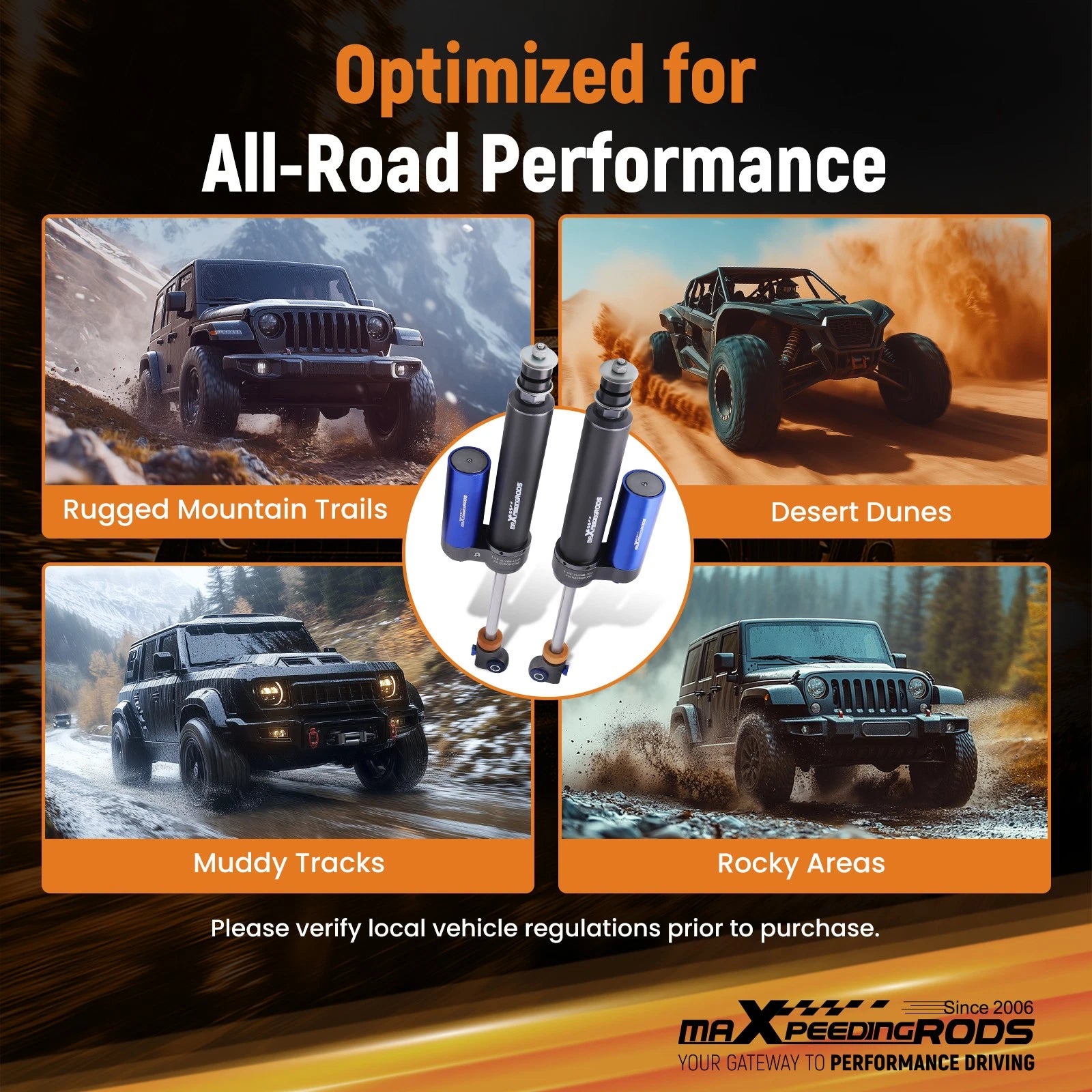 2.5 Remote Reservoir Front Shocks for Jeep Wrangler JK (2007–2018)