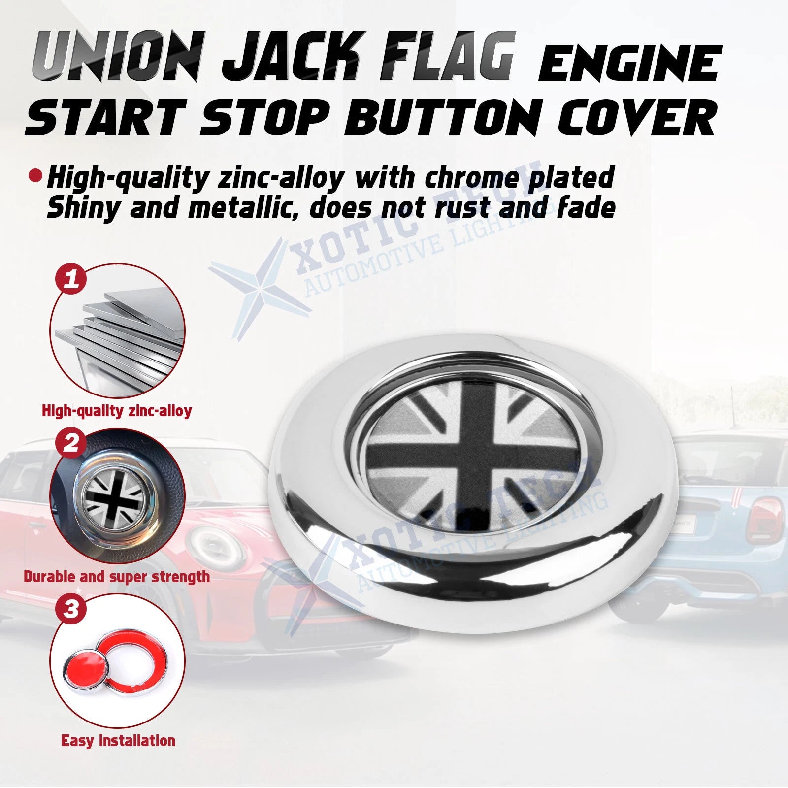 Union Jack Engine Start Stop Button Trim for Mini Cooper R55 R59 R60 R61 (2007-2013)